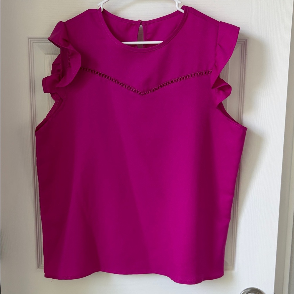 Women’s Fuchsia Ruffle Sleeve Top